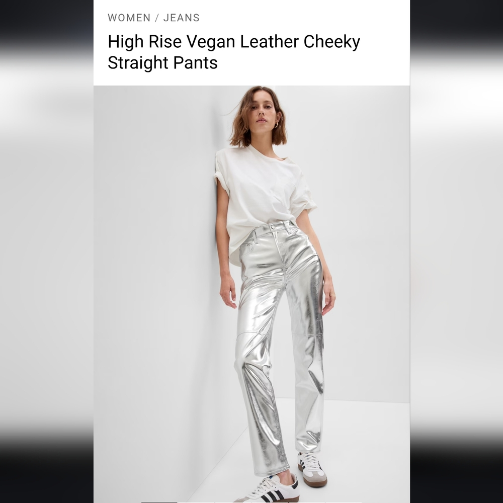 High Rise Vegan Leather Cheeky Straight Pants